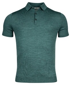 Thomas Maine Fine Merino Pullover Polo Collar Short Sleeve Single Knit Pine Green
