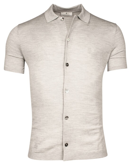 Thomas Maine Fine Merino Short Sleeve Overshirt Button Cardigan Vest Licht Grijs