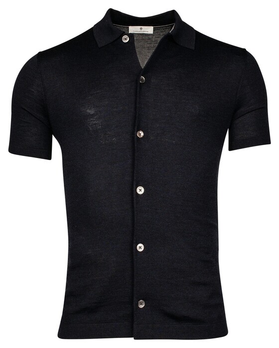 Thomas Maine Fine Merino Short Sleeve Overshirt Button Cardigan Vest Navy