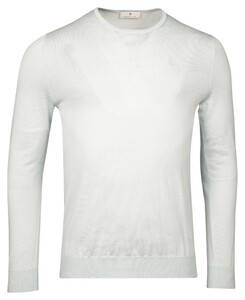 Thomas Maine Fine Merino Single Knit Crew Neck Trui Ice Blue