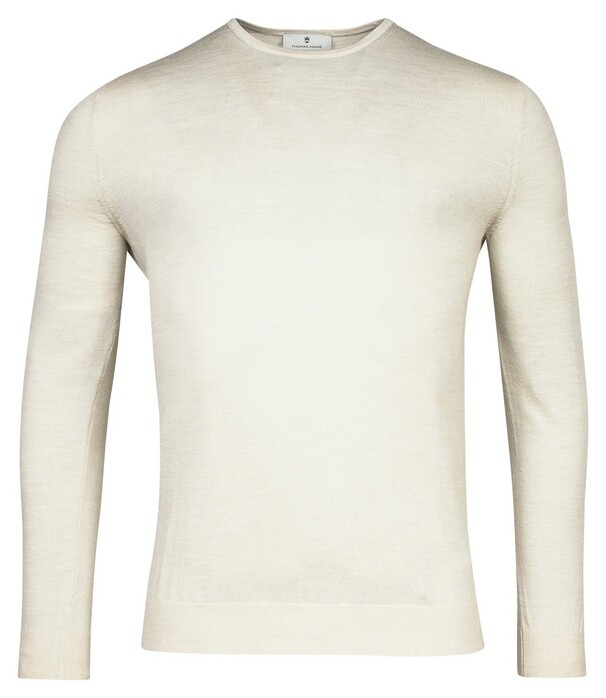 Thomas Maine Fine Merino Single Knit Crew Neck Trui Kitt
