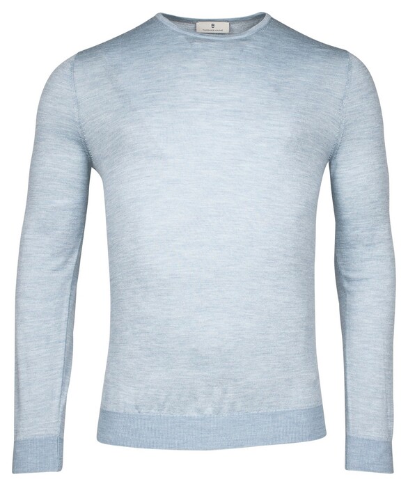 Thomas Maine Fine Merino Single Knit Crew Neck Trui Licht Blauw