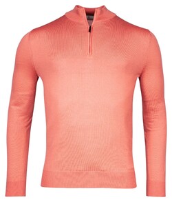 Thomas Maine Fine Merino Skipper Half Zip Single Knit Trui Coral