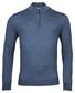 Thomas Maine Fine Merino Skipper Half Zip Single Knit Trui Denim Blue