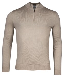 Thomas Maine Fine Merino Skipper Half Zip Single Knit Trui Greige