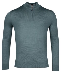 Thomas Maine Fine Merino Skipper Half Zip Single Knit Trui Grijsblauw