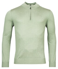 Thomas Maine Fine Merino Skipper Half Zip Single Knit Trui Licht Groen