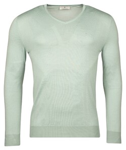 Thomas Maine Fine Merino V-Neck Single Knit Pullover Soft Mint