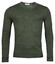 Thomas Maine Fine Merino V-Neck Uni Single Knit Trui Donker Groen