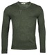 Thomas Maine Fine Merino V-Neck Uni Single Knit Trui Donker Groen