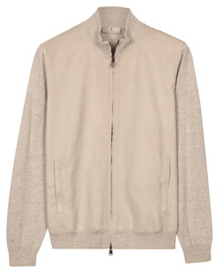 Thomas Maine Front Suedine Cardigan Zip Extra Light Grey Melange