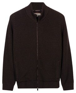 Thomas Maine Full Two-Way Zip Lining Half Cardigan Rib Stitch Vest Donker Bruin