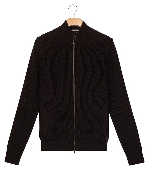 Thomas Maine Full Two-Way Zip With Lining Half Cardigan Rib Knit Vest Navy