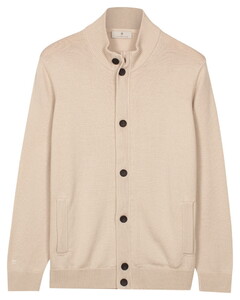 Thomas Maine Full Zip And Button Single Knit Easy Care Merino Wool Cardigan Ecru