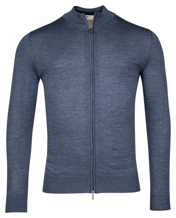 Thomas Maine Full Zip Single Knit Luxury Fine Merino Vest Denim Blue