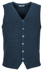 Thomas Maine Gilet Buttons Front Structure Back Milano Knit Waistcoat Indigo