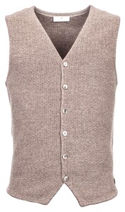 Thomas Maine Gilet Buttons Front Structure Back Milano Knit Waistcoat Light Beige