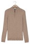 Thomas Maine Half Zip Allover Cable Knit Luxury Merino Cashmere Trui Caramel