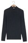 Thomas Maine Half Zip Allover Cable Knit Luxury Merino Cashmere Trui Navy