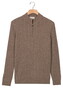 Thomas Maine Half Zip Allover Cable Knit Luxury Merino Cashmere Trui Taupe