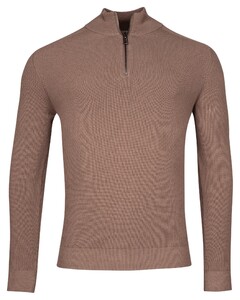 Thomas Maine Half Zip Allover Half Cardigan Knit Trui Taupe