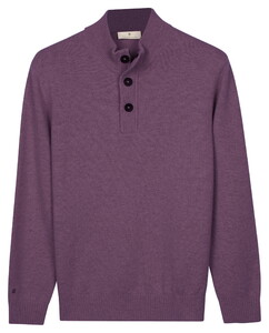 Thomas Maine Half Zip-Button Collar Superfine Lambswool Pullover Cassis