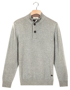 Thomas Maine Half Zip Buttons Fine Lambswool Single Knit Pullover Grey