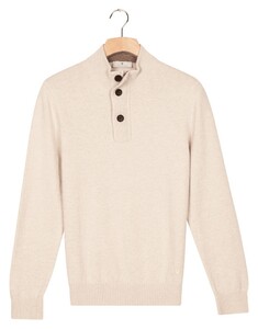 Thomas Maine Half Zip Buttons Fine Lambswool Single Knit Trui Kitt