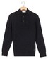 Thomas Maine Half Zip Buttons Fine Lambswool Single Knit Trui Navy