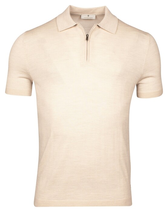 Thomas Maine Half Zip Collar Single Knit Fine Merino Short Sleeve Polo Kitt