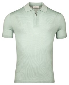 Thomas Maine Half Zip Collar Single Knit Fine Merino Short Sleeve Polo Soft Mint