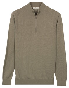 Thomas Maine Half Zip Fine Lyocell Cotton Silk Single Knit Trui Groen