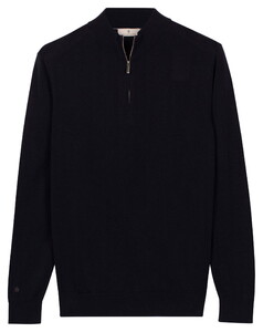 Thomas Maine Half Zip Fine Lyocell Cotton Silk Single Knit Trui Navy