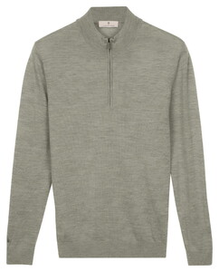 Thomas Maine Half Zip Fine Merino Single Knit Trui Soft Green