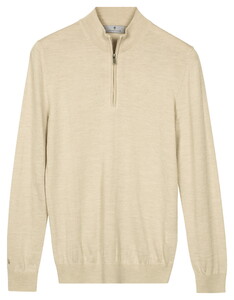 Thomas Maine Half Zip Fine Merino Single Knit Trui Zacht Geel