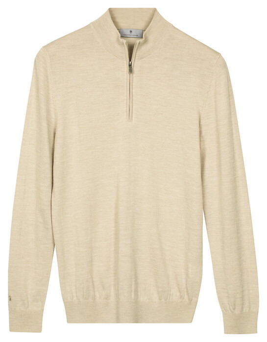 Thomas Maine Half Zip Fine Merino Single Knit Trui Zacht Geel