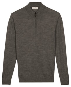 Thomas Maine Half Zip Merino Wool Single Knit Trui Antraciet
