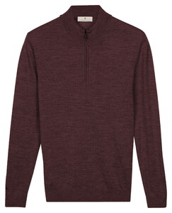 Thomas Maine Half Zip Merino Wool Single Knit Trui Bordeaux