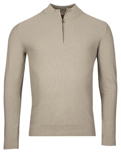 Thomas Maine Half Zip Piqué Texture Knit Garment Dye Light Stone Wash Trui Dusty Green