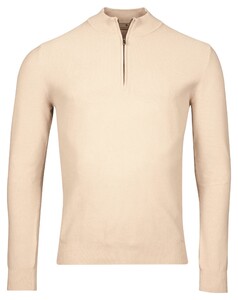Thomas Maine Half Zip Piqué Texture Knit Garment Dye Light Stone Wash Trui Kitt