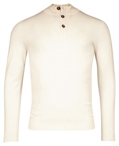 Thomas Maine Half Zip Round Knit Lambswool Pullover Off White