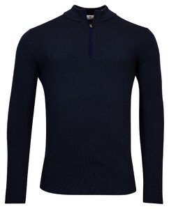 Thomas Maine Half Zip Single Knit Merino Blend Trui Navy