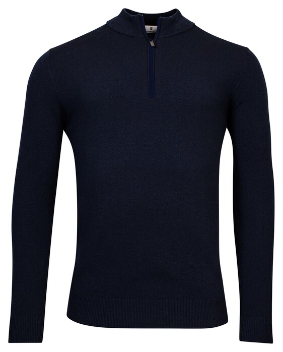 Thomas Maine Half Zip Single Knit Merino Blend Trui Navy