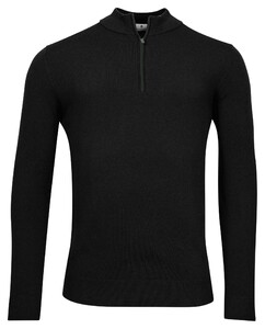 Thomas Maine Half Zip Single Knit Merino Blend Trui Zwart