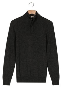 Thomas Maine Half Zip Single Knit Merino Easy Wash Wool Trui Antraciet