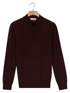 Thomas Maine Half Zip Single Knit Merino Wool Trui Bordeaux
