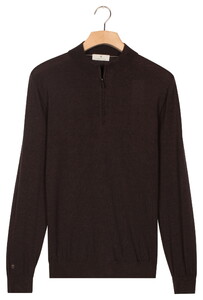 Thomas Maine Half Zip Single Knit Merino Wool Trui Bruin