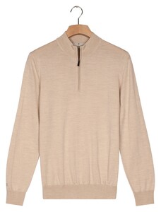 Thomas Maine Half Zip Single Knit Merino Wool Trui Ecru