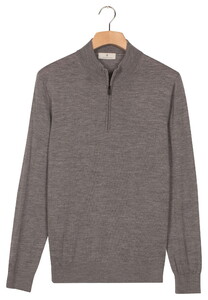 Thomas Maine Half Zip Single Knit Merino Wool Trui Grijs