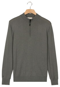 Thomas Maine Half Zip Single Knit Merino Wool Trui Grijsgroen